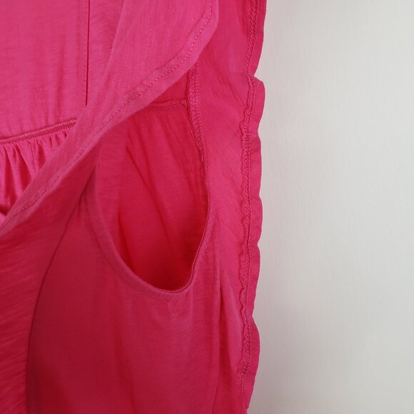 Sundry Flutter Sleeve Top Magenta Pink Pima Cotton Double Ruffle Size 2/Medium - Picture 5 of 7